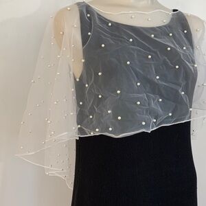 Poncho with pearls… Brand new -one size